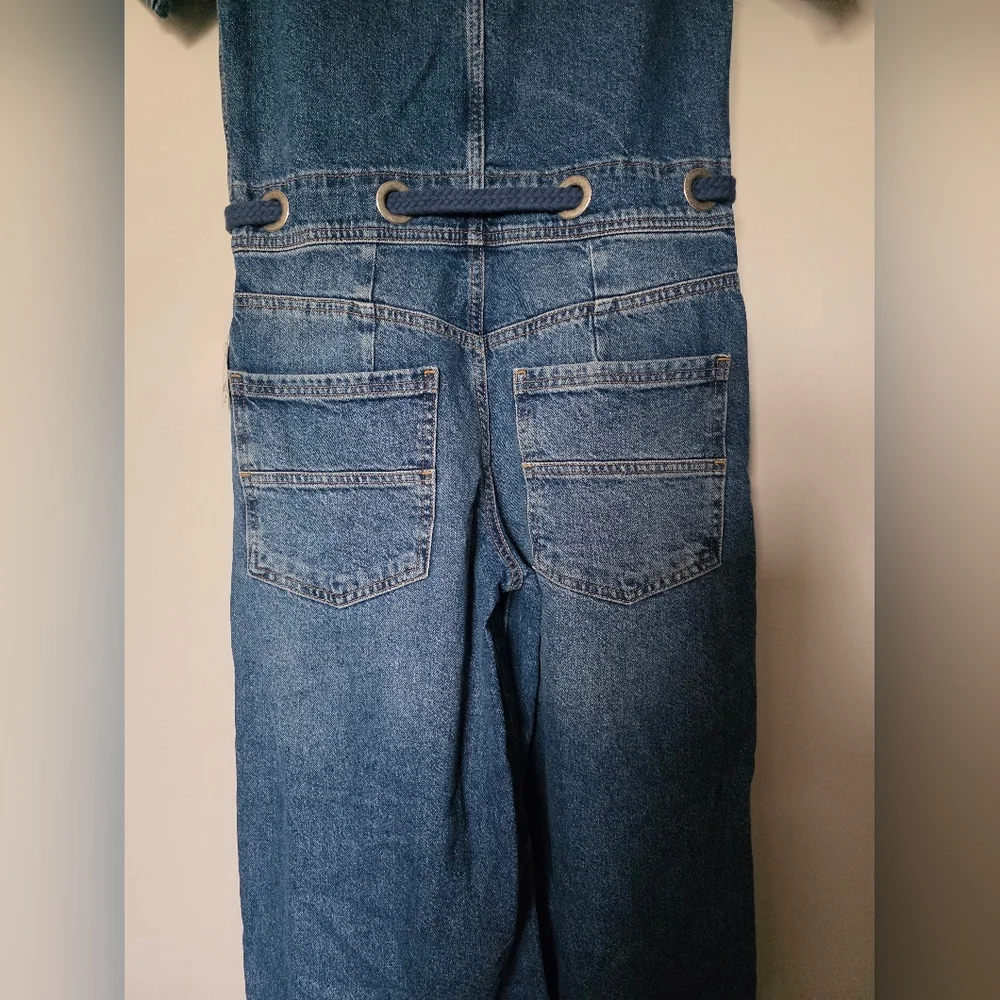 FREE PEOPLE EDISON WIDE LEG COVERALL OVERALL BLUE JEANS SIZE XS‎ - Picture 10 of 11